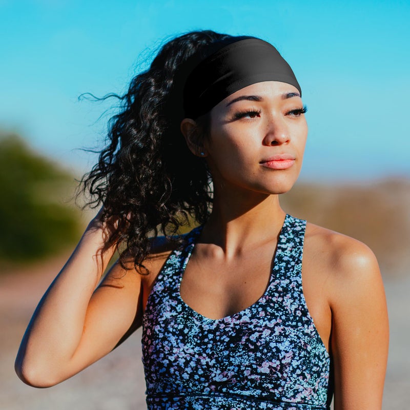 Suddora Solid Color Wide Headband/Sweatband - Workout, Football, Soccer, Yoga (Black) - Image 5